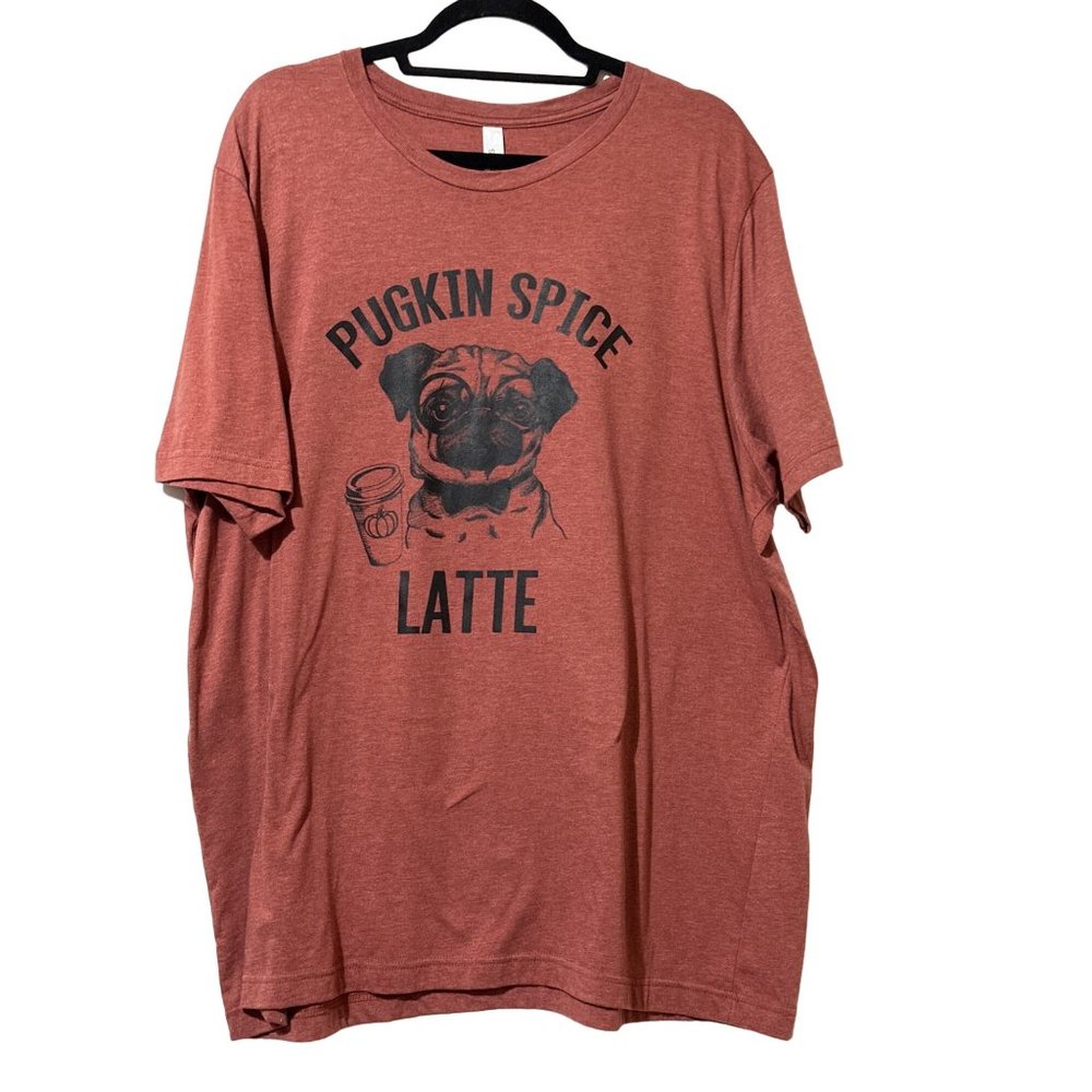 Bella Canvas size 2XL orange Pugkin Spice Latte short sleeve cotton blend tee - Picture 2 of 7